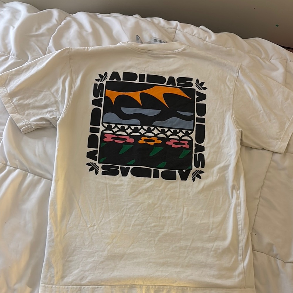 White Tee with Floral Graphic